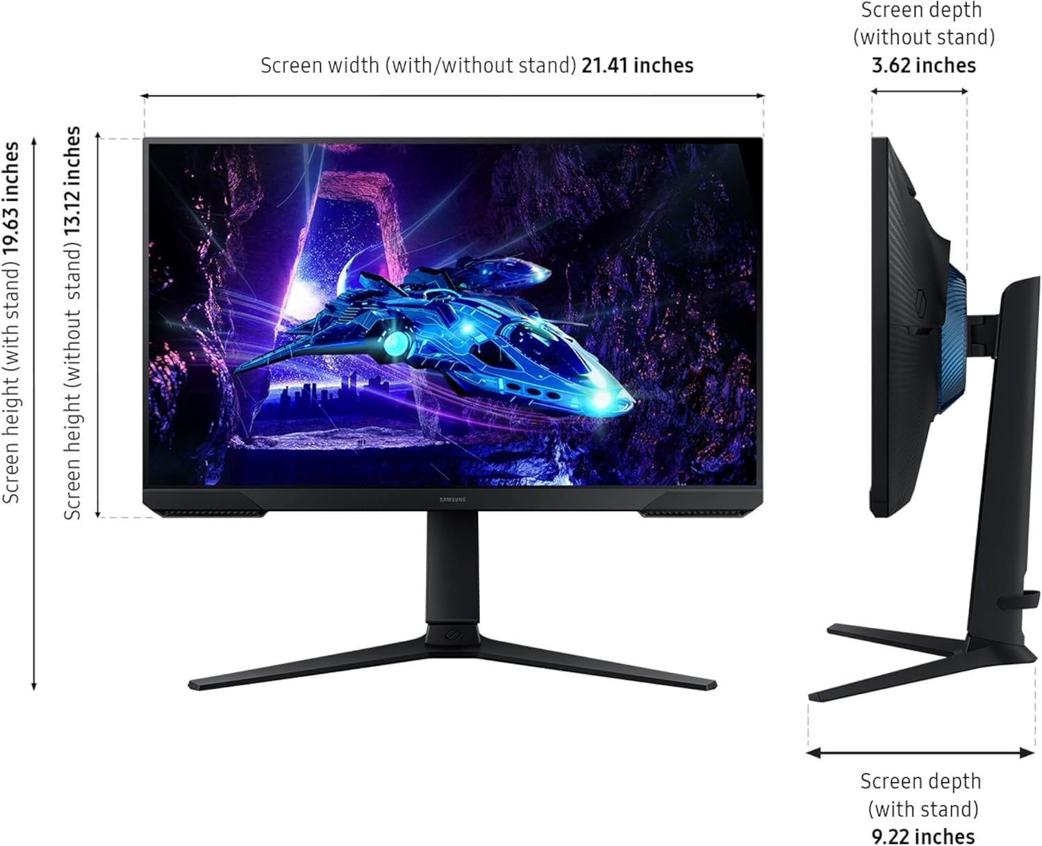 Samsung 24-Inch FHD Odyssey Gaming Monitor, 1ms, 180Hz, AMD FreeSync, Eye Saver Mode, Adjustable Stand, Black Equalizer, Virtual Aim Point, Flicker-Free, W/HDMI