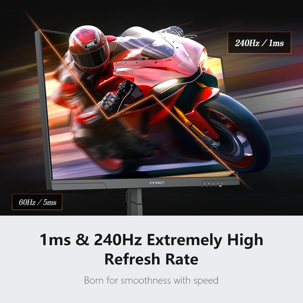 INNOCN 24.5 Inch Gaming Monitor 1440P 240Hz QHD 2K PC Desktop Gaming Screen Fast IPS HDMI 2.1 Display, DisplayPort, Built-in Speaker, 25G2S