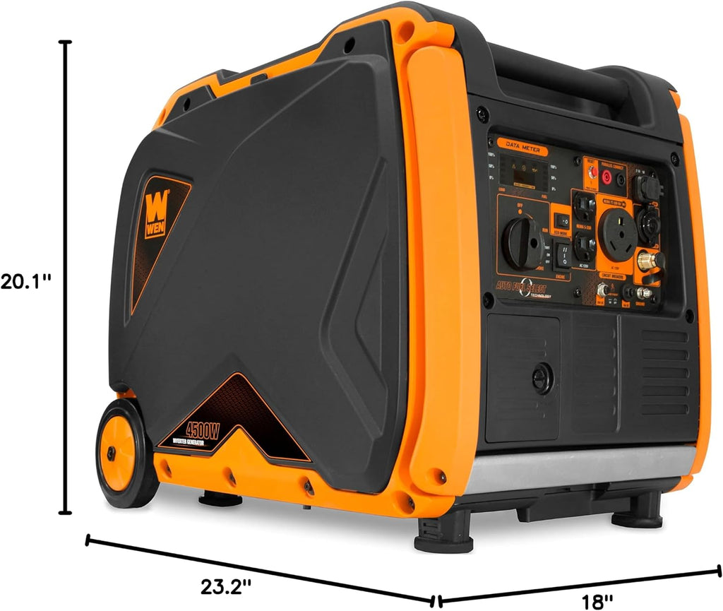WEN DF451i Super Quiet 4500-Watt Electric Start Dual Fuel RV-Ready Portable Inverter Generator with Fuel Shut-Off