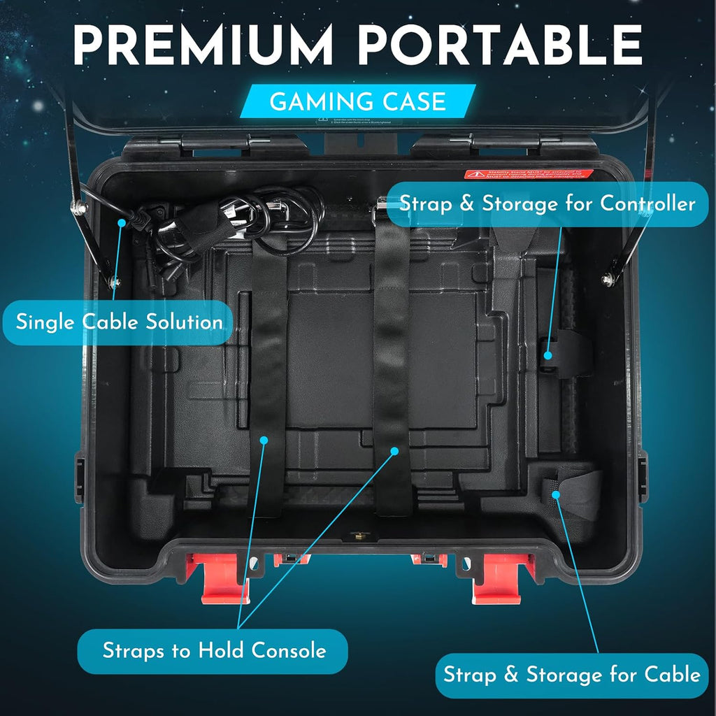 ARMORR GAMERSBOX Portable Gaming Monitor - 21.5' FHD IPS Display (max. 75Hz, FreeSync), Tough IP65 Hard Shell Case, Compatible with PS4/PS5 Xbox, HDMI Cable, Wheeled Trolley & VESA Stand