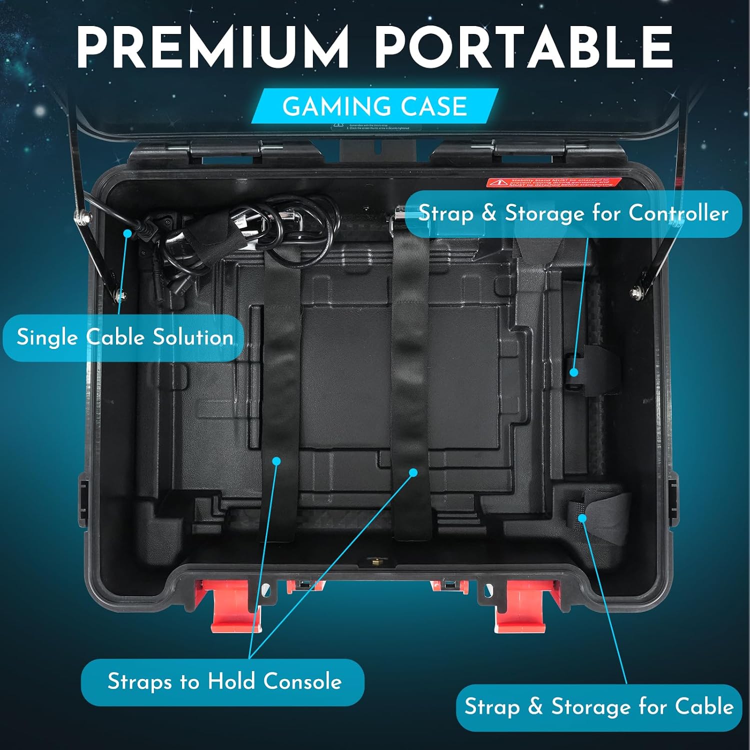 ARMORR GAMERSBOX Portable Gaming Monitor - 21.5' FHD IPS Display (max. 75Hz, FreeSync), Tough IP65 Hard Shell Case, Compatible with PS4/PS5 Xbox, HDMI Cable, Wheeled Trolley & VESA Stand