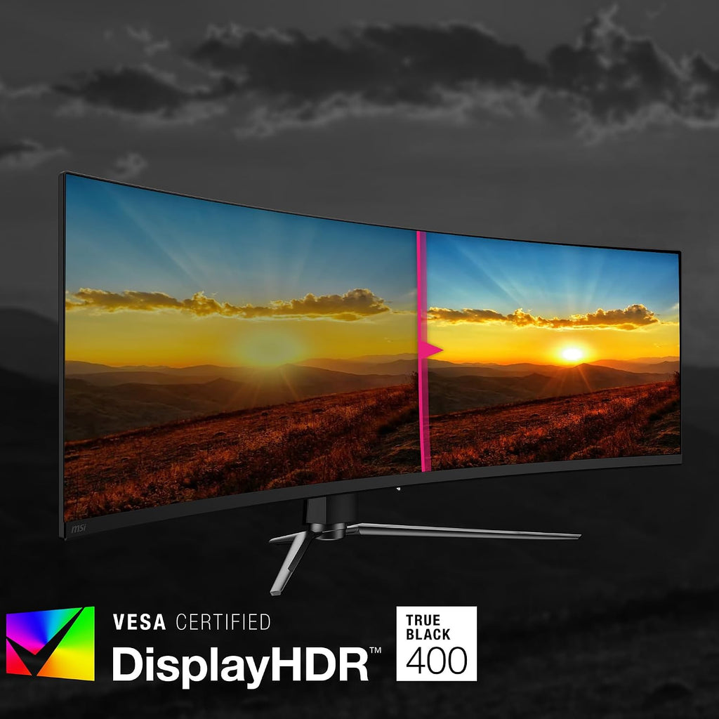 msi MPG 491CQP QD-OLED, 49 Curved OLED Gaming Monitor, 5120 x 1440 (DQHD), 0.03ms Response time, 144Hz, True Black HDR 400, HDMI, DP Port, USB Type C, Tilt, Height