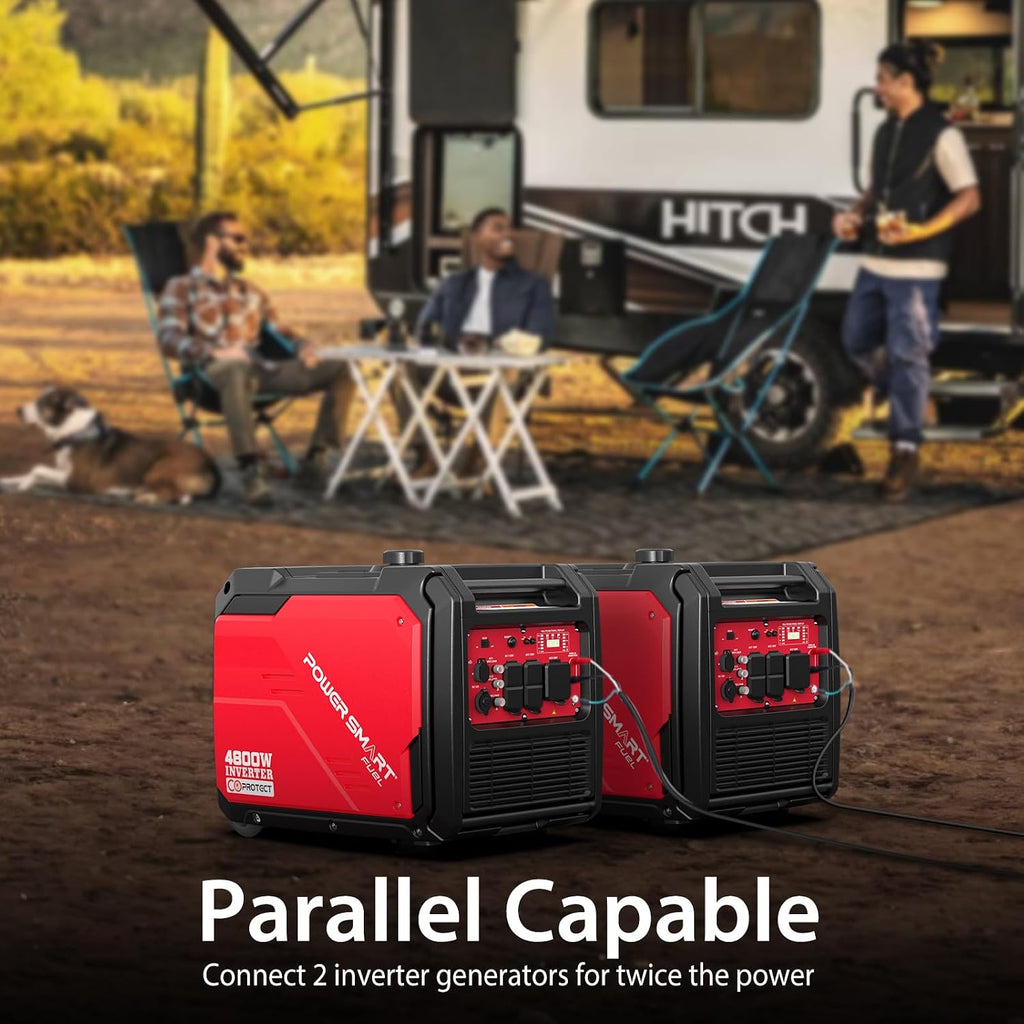 PowerSmart 4800-Watt Portable Inverter Generator with Wheels Handle Kit, CO Protect, Quiet, Camping, RV-Ready, Home use
