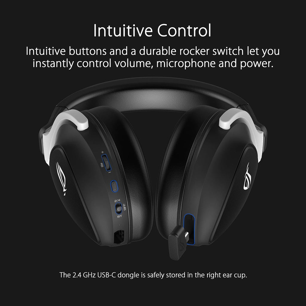 ASUS ROG Delta S Wireless Gaming Headset, Black, 50mm Drivers, AI Beamforming Mic, Low-Latency Bluetooth, USB-C, 3 Hours of Use, IPX4 Water Resistance