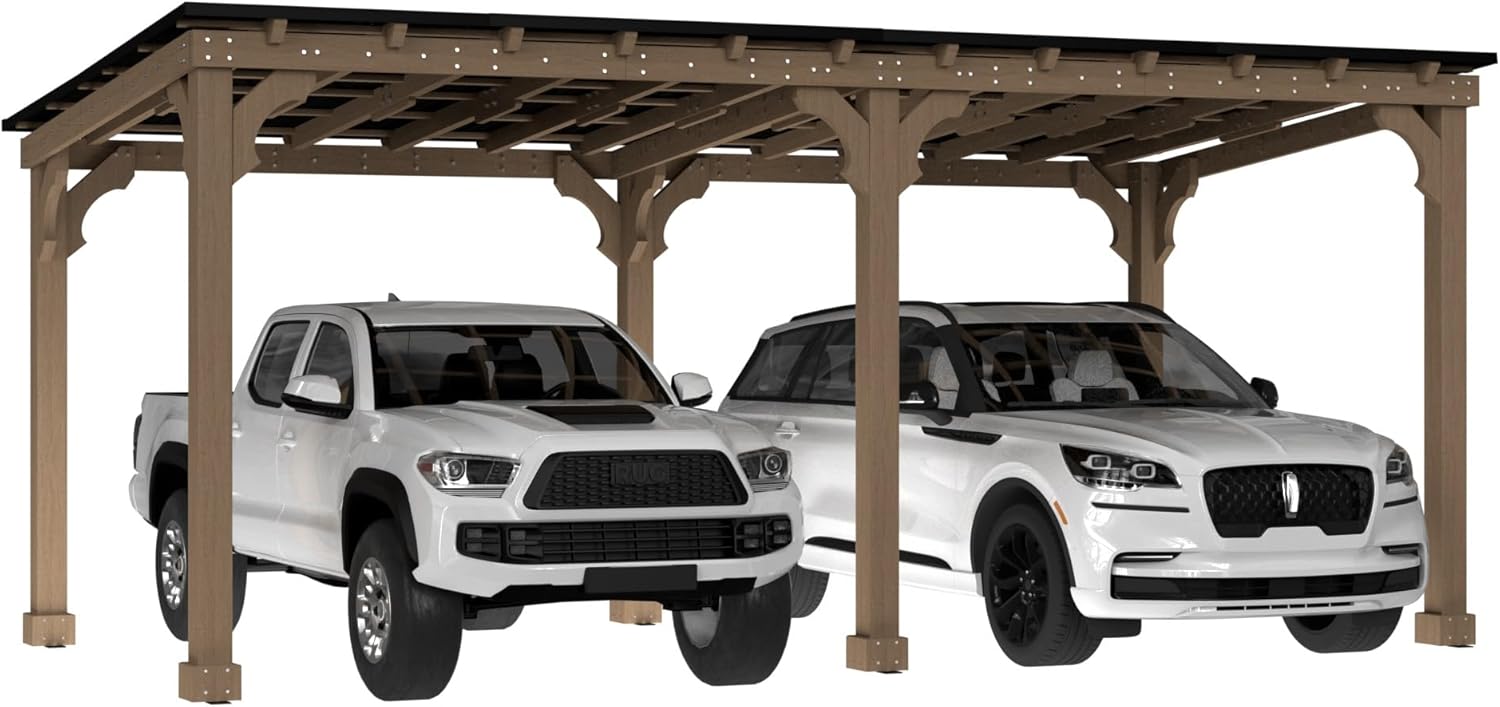 MUPATER 10x20 FT Wooden Grill Gazebo with Sloping Metal Roof, Sturdy 5.5'' Post, Wood Frame Gazebo Heavy Duty, Suitable for 2 Full-Size Grills, BBQ Canopy for Outdoor Patio, Lawn, Garden, Brown