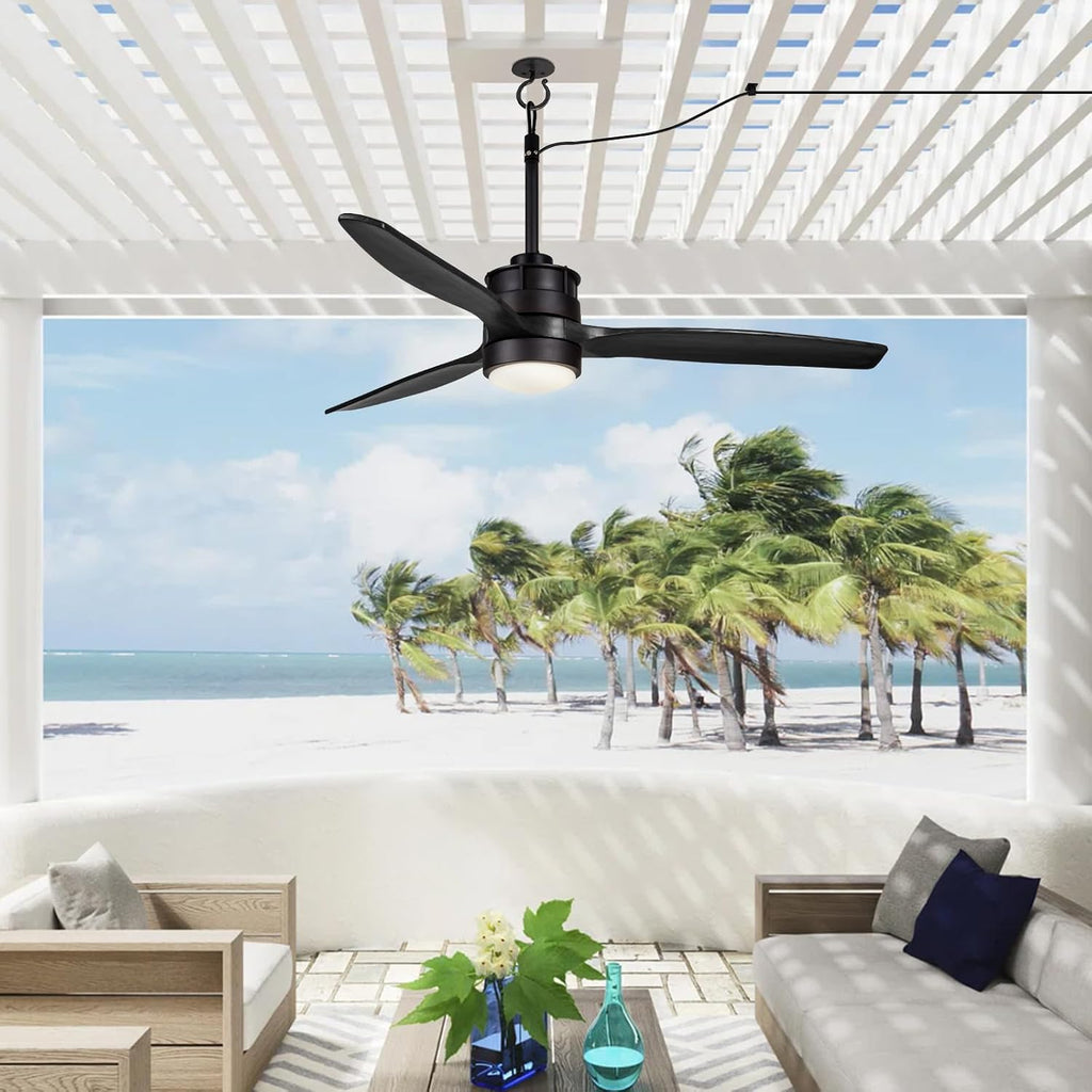 EKIZNSN 42' Wet Rated Gazebo Ceiling Fans Outdoor Hanging for Patios Waterproof, Pergola Ceiling Fan with Light, Hook Installation, Black
