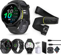 Garmin Forerunner 970 Running Smartwatch, GPS Fitness Watch for Men and Women, Carbon Gray DLC Titanium with Black Case/Translucent Whitestone Band + Access 600 Fitness Monitor, M-XL + More