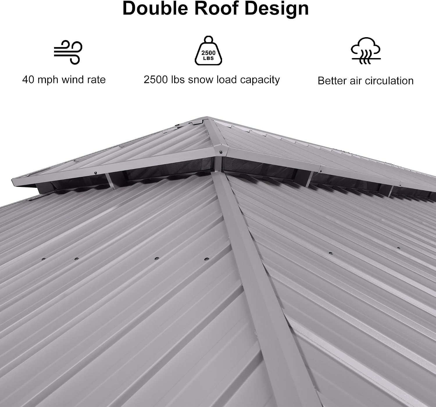 PURPLE LEAF 14' x 28' Permanent Hardtop Gazebo with Galvanized Steel Double Roof and Aluminum Frames Outdoor Large Pavilion Gazebo for Patio Deck Garden, Netting and Curtains Included, Light Grey