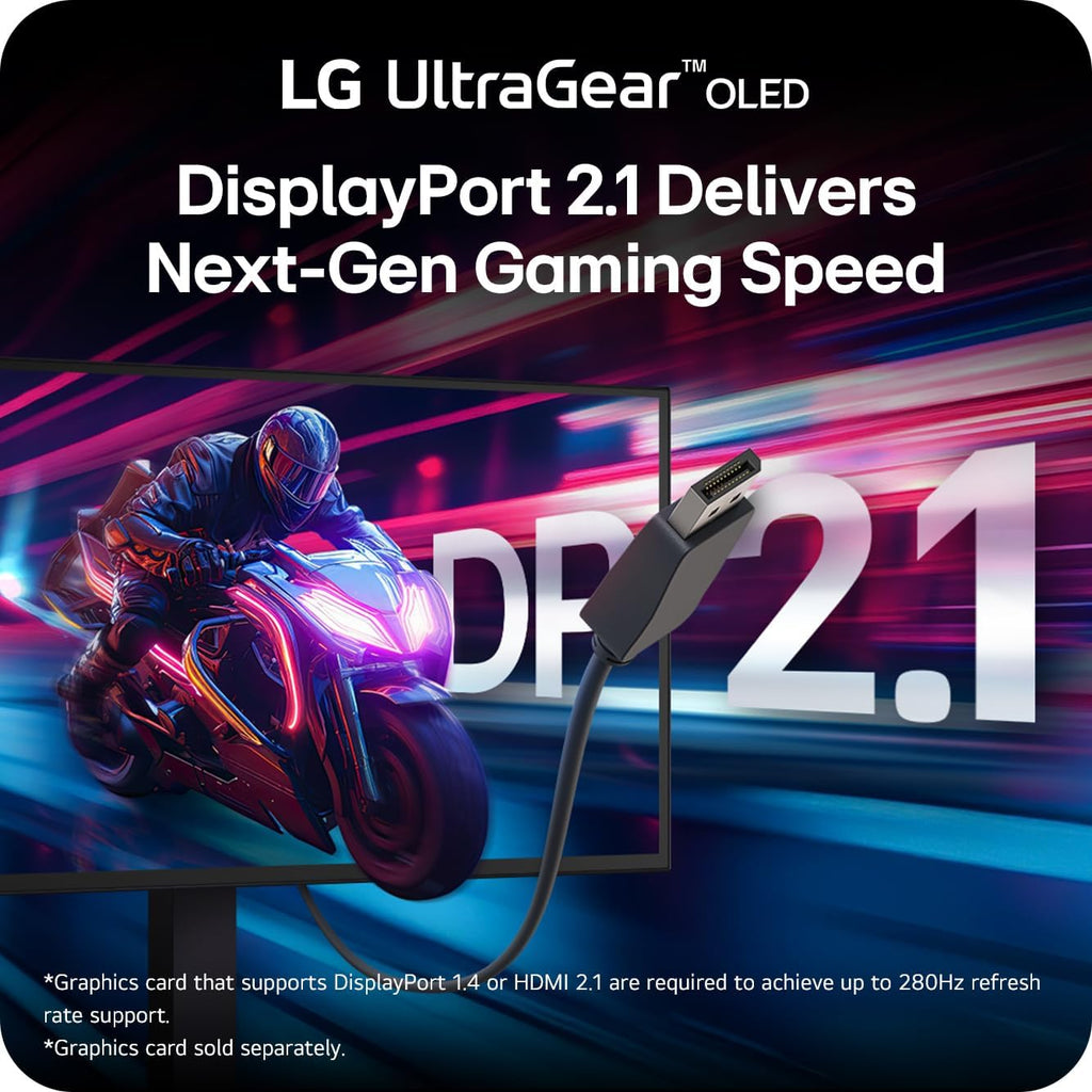 LG 27GX790B-B 27' Ultragear QHD (3440 x 1440) OLED Gaming Monitor, Dual Mode (QHD 540Hz/ HD 720Hz), 0.02ms, TrueBlack 500, NVIDIA G-Sync Compatible, AMD FreeSync Premium Pro, DP 2.1, USB-C, Black