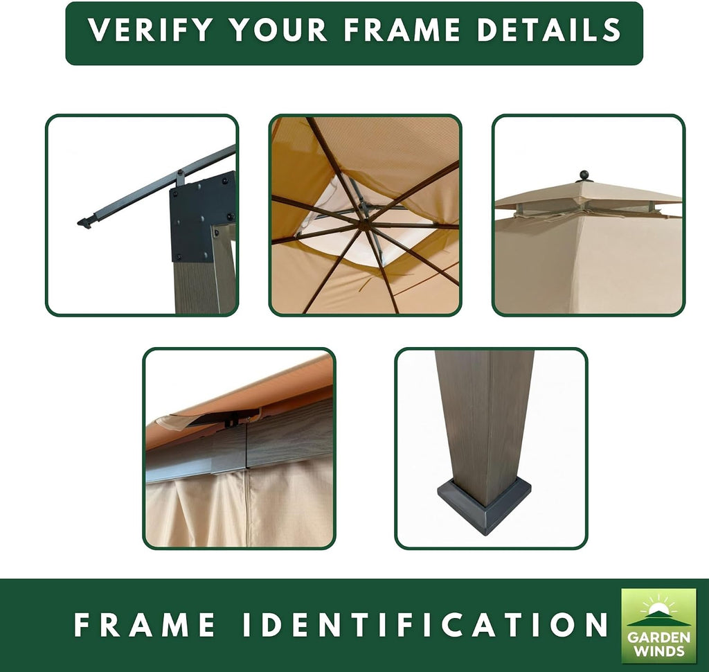 Garden Winds Durable 350 Replacement Privacy Curtain Set Compatible with Broyhill Eagle Brooke Ashford 10' x 12' Gazebo Models A101007600, A101007603, A101007604 - Beige