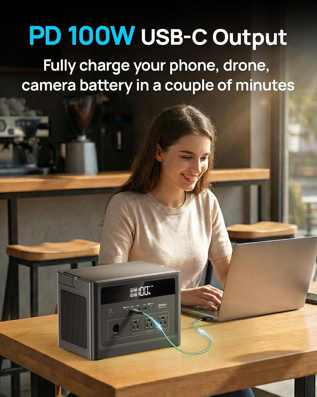 2026 Portable Power Station 600W, 576Wh LiFePO4 Battery Portable Charger, Solar Power Bank with AC Outlet 110V/1200W Surge, PD 100W USB-C Fast Charging for Camping, Home, Hurricane Emergency, RVs