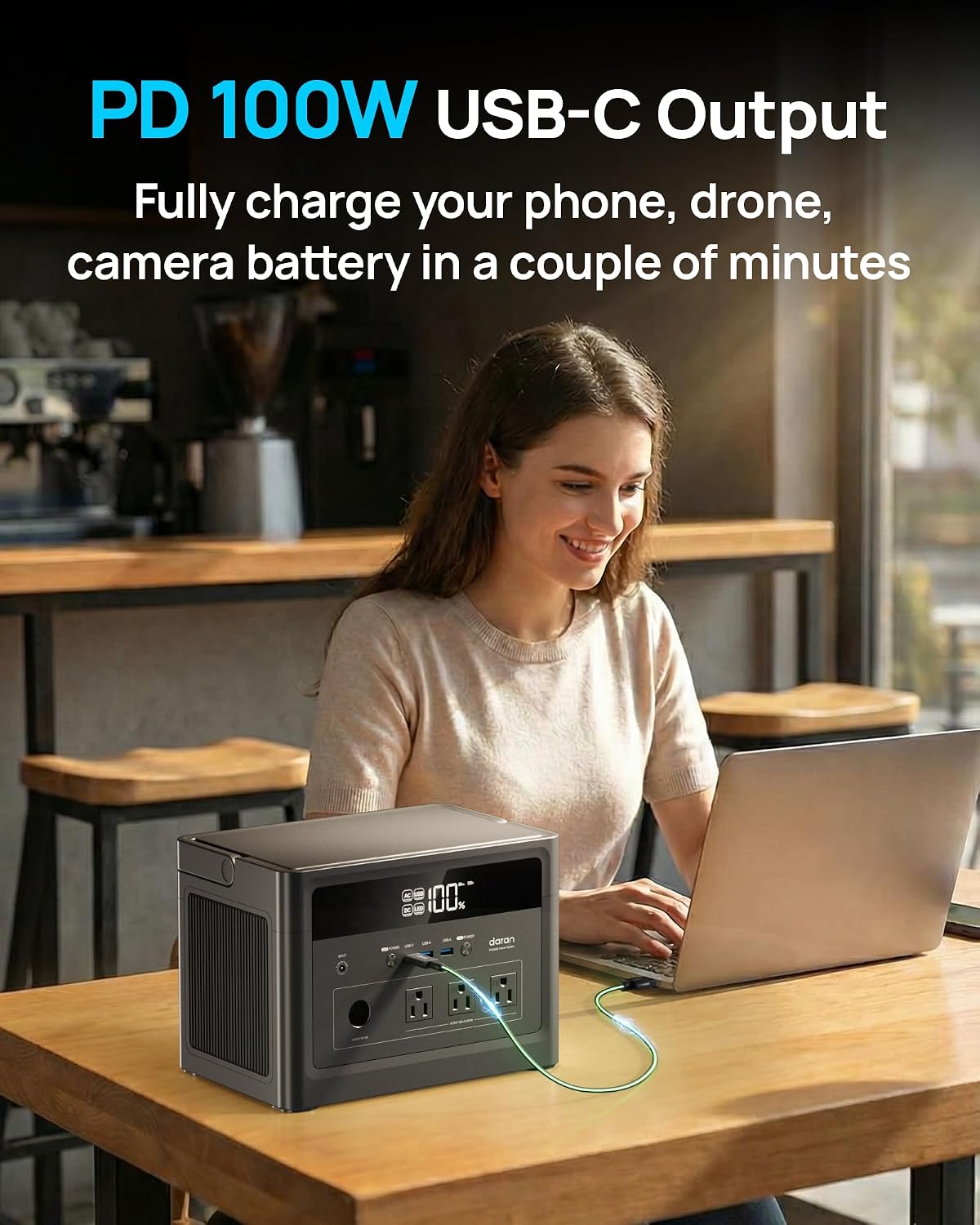 2026 Portable Power Station 600W, 576Wh LiFePO4 Battery Portable Charger, Solar Power Bank with AC Outlet 110V/1200W Surge, PD 100W USB-C Fast Charging for Camping, Home, Hurricane Emergency, RVs