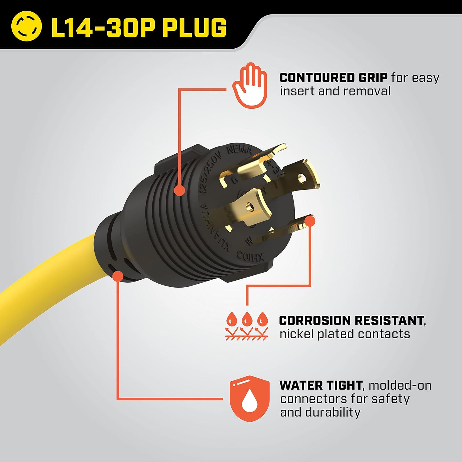Champion Power Equipment 25-Foot 30-Amp 250-Volt Generator Power Cord for Manual Transfer Switch (L14-30P to L14-30R) (Pack of 5)