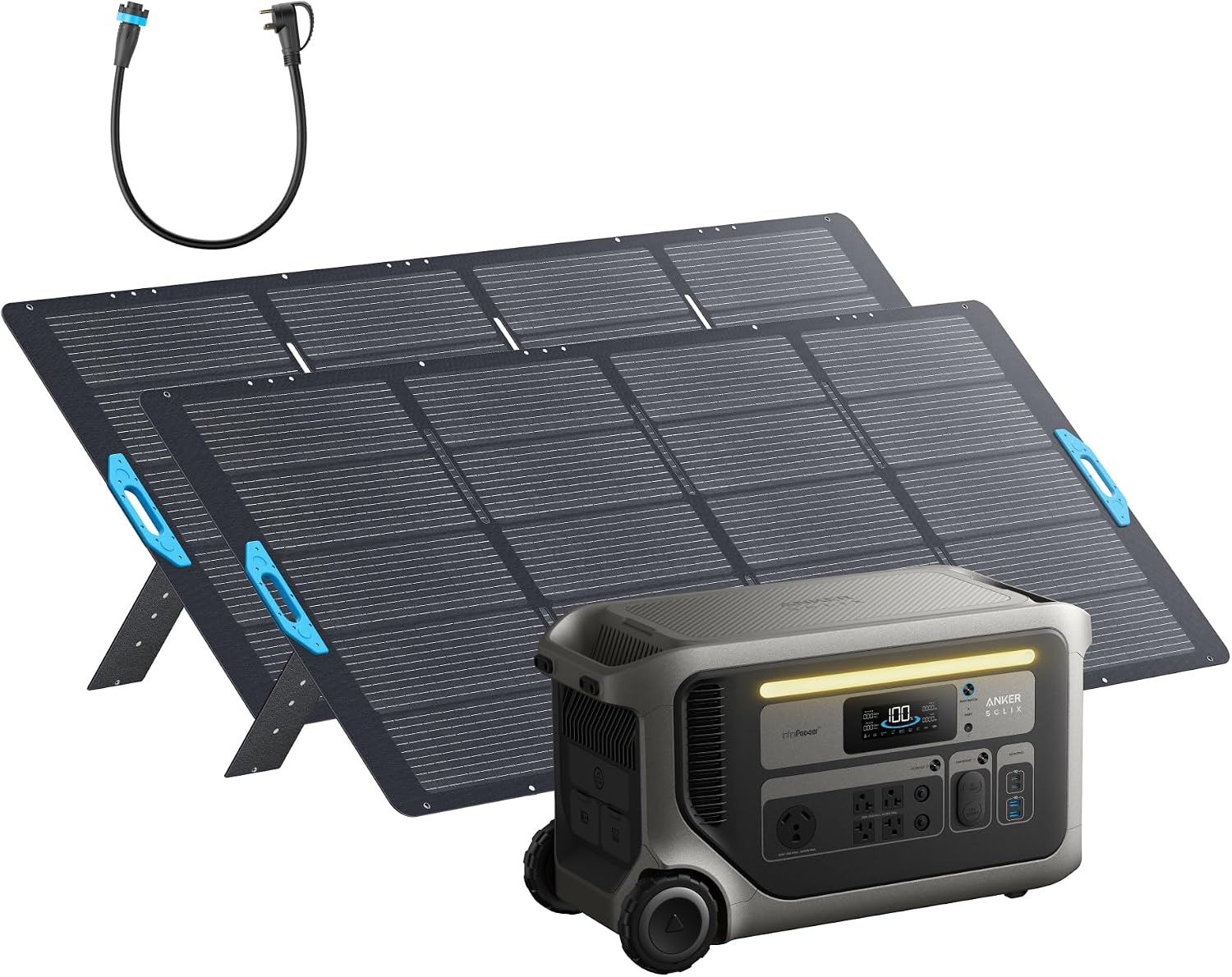 Anker SOLIX F3000 Portable Power Station with 2×400 Solar Panel, 3,072Wh, 6,000W Recharging, Solar Generators for Home Use, For Power Outages, Camping, RVs, Emergencies