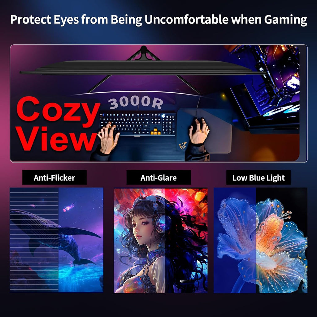 ZZA 32 Inch Curved Monitor 4K, 60HZ UHD (3840 * 2160P) 3000R VA Panel, Gaming Monitor with AMD Freesync, 100% sRGB HDR10 Wall Mountable (HDMI 2.0/DP 1.4 * 2)