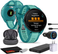 Garmin Forerunner 165 Music GPS Running Smartwatch, Fitness Tracker Smart Watch for Women and Men Bundle with Accessories - Turquoise/Aqua