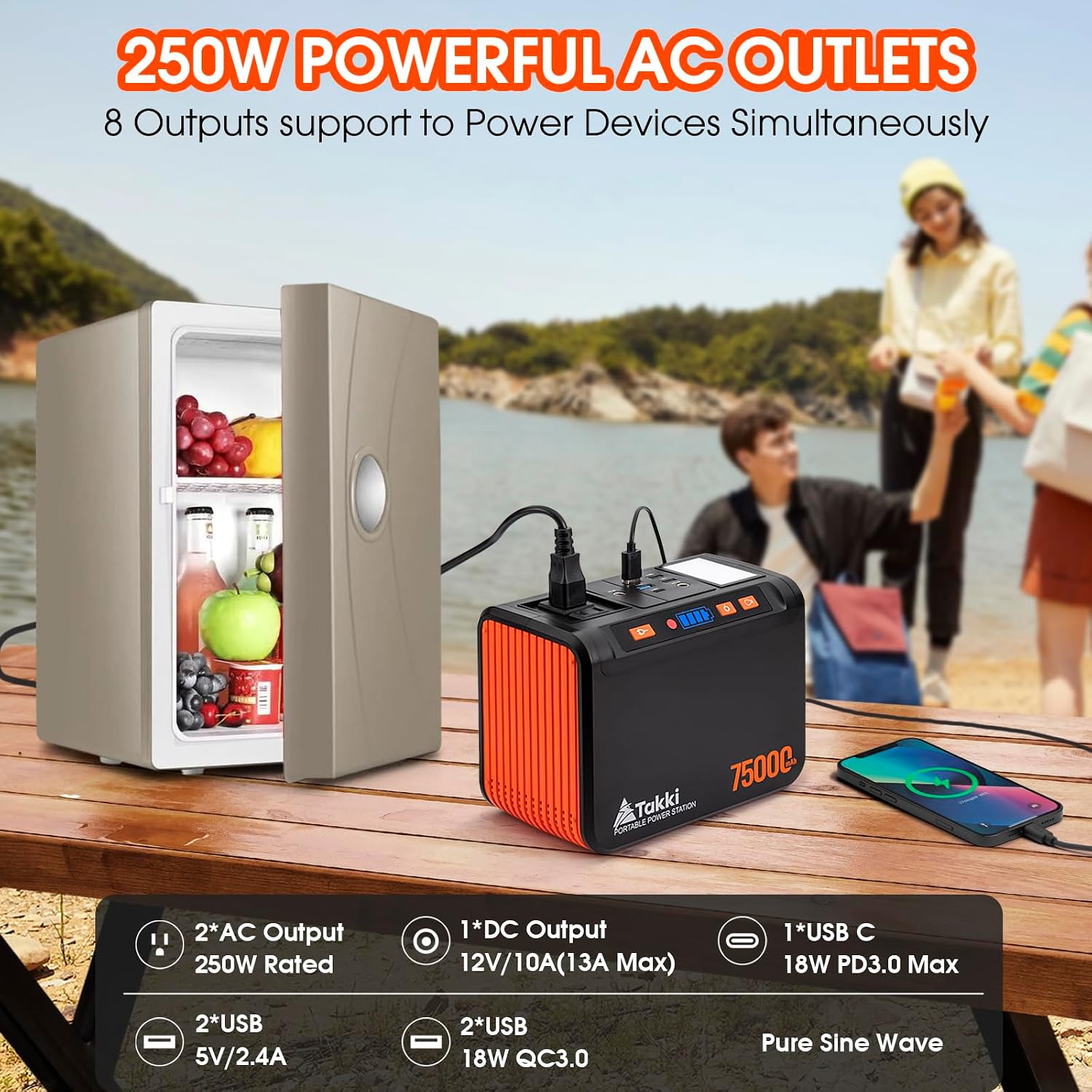 Takki 450W Peak Solar Generator 277Wh Portable Power Station with Solar Panels 40W Included 110V Pure Sine Wave AC Outlet DC USB Ports for Camping CPAP Emergency Tent Outdoor