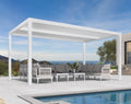PURPLE LEAF Outdoor Louvered Pergola 10' x 16' White Aluminum Pergola Modern Shade Gazebo with 2 Independently Adjustable Rainproof Hardtop for Patio Garden Yard