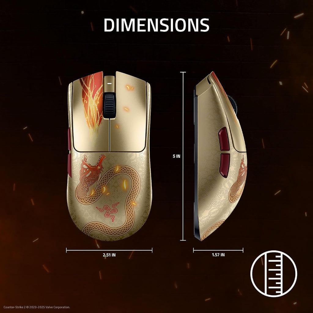 Razer Viper V3 Pro Wireless Esports Gaming Mouse: Symmetrical - 54g - 8K Polling - 35K DPI Optical Sensor - Gen3 Optical Switches - 8 Programmable Controls - 95 Hr Battery - Counter-Strike 2 Edition