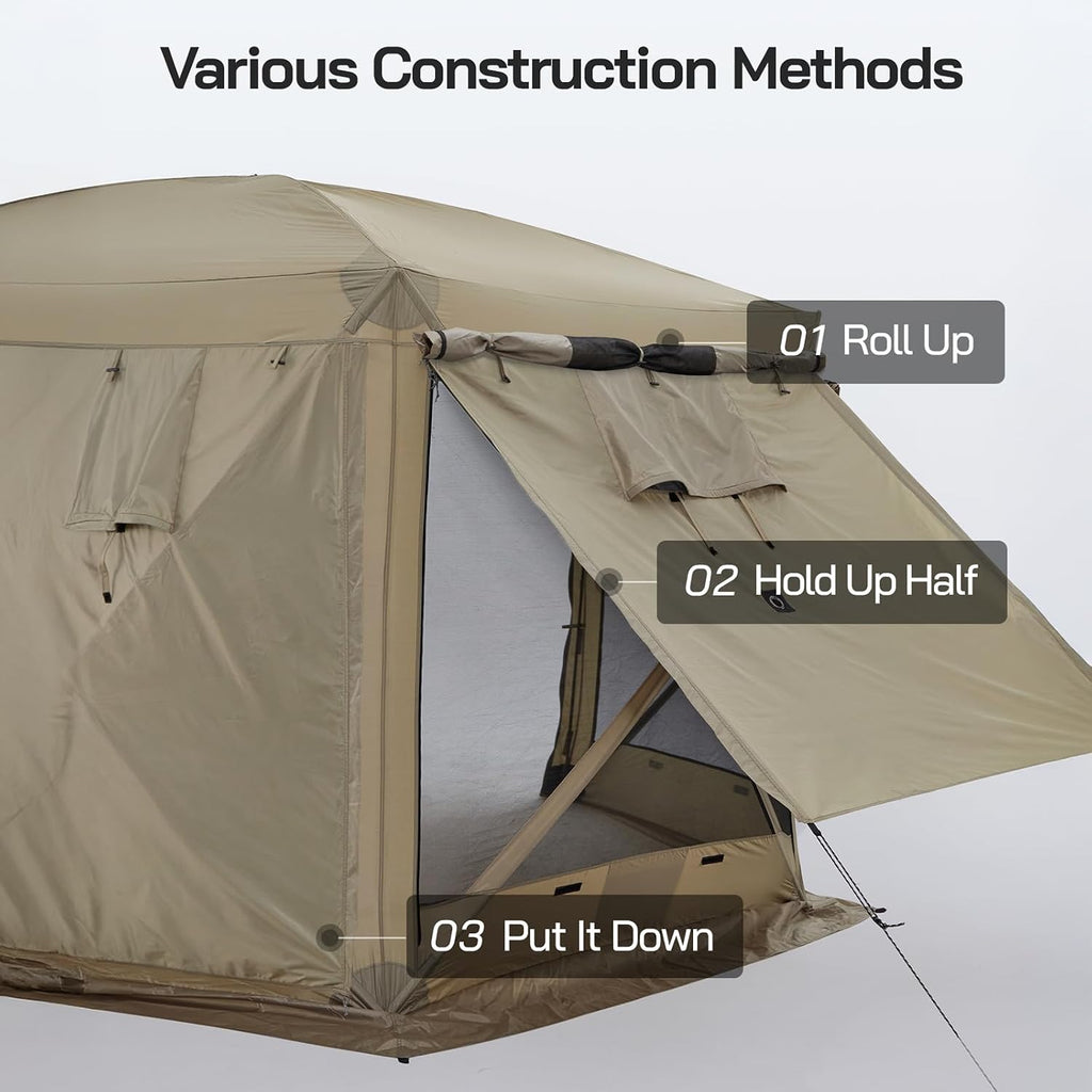 Outdoor Pop Up Tent with Mesh Screen – 12x12 Portable Canopy Tent for Camping, Beach, Garden, Picnic, Backyard, Beach