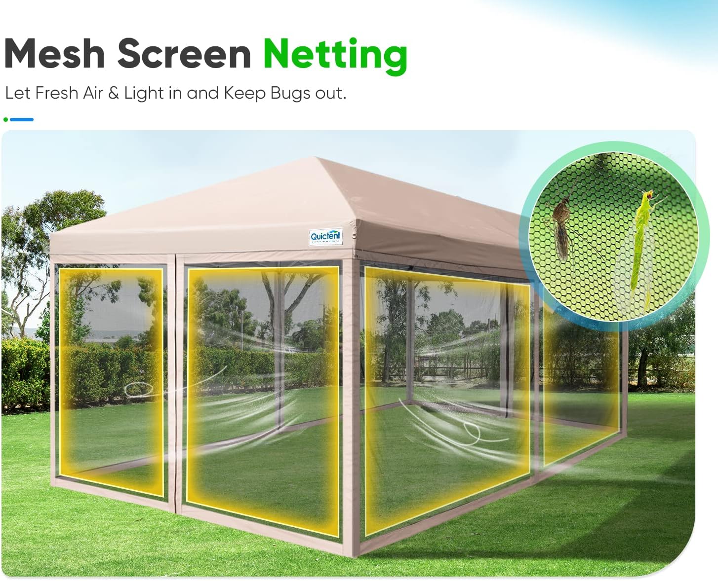 Quictent 10'x20' Pop up Screened Canopy Tent with Mosquito Netting, Portable Easy up Outdoor Screen House Shelter for Patio, Camping and Picnic, Includes Wheeled Carry Bag