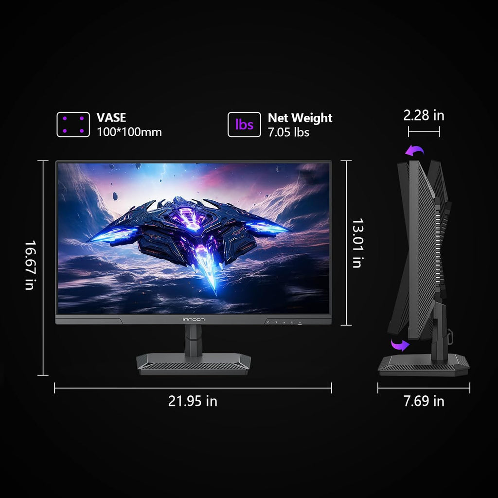 INNOCN 24.5 Inch Gaming Monitor 1440P 240Hz QHD 2K PC Desktop Gaming Screen Fast IPS HDMI 2.1 Display, DisplayPort, Built-in Speaker, 25G2S