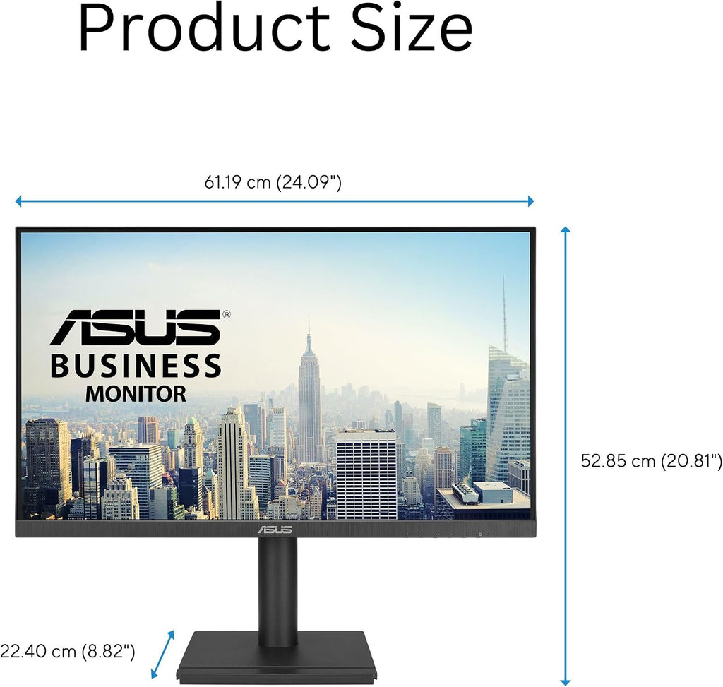 ASUS 27' 1080P Business Monitor (VA27DQFS) - IPS, 100Hz, 1ms, Adaptive-Sync, HDMI, DisplayPort, VGA, for Working and Gaming, Ergo Design, Blue Light Filter, Flicker Free, 3 yr Warranty TAA Compliant