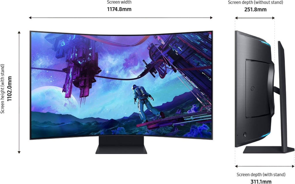 Samsung 55' Odyssey Ark 2nd Gen 4K UHD 1000R Curved Gaming Monitor, 165Hz, 1ms, 4 Input Multi View, Quantum Mini-LED, AMD FreeSync Premium Pro, HDR 10+, Height Adjustable Screen, LS55CG970NNXGO