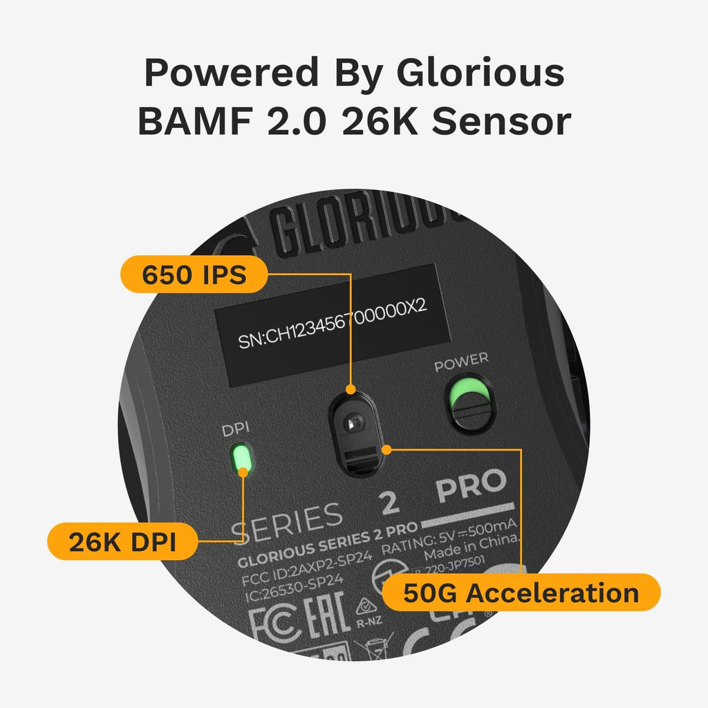 Glorious Gaming Series 2 PRO Wireless Gaming Mouse: Compact, 55g Super Light, 8K Wireless Polling, 26K Sensor, Optical Switches, Esports Mouse for PC Gaming, Fingertip, Clawgrip, & FPS Games, White