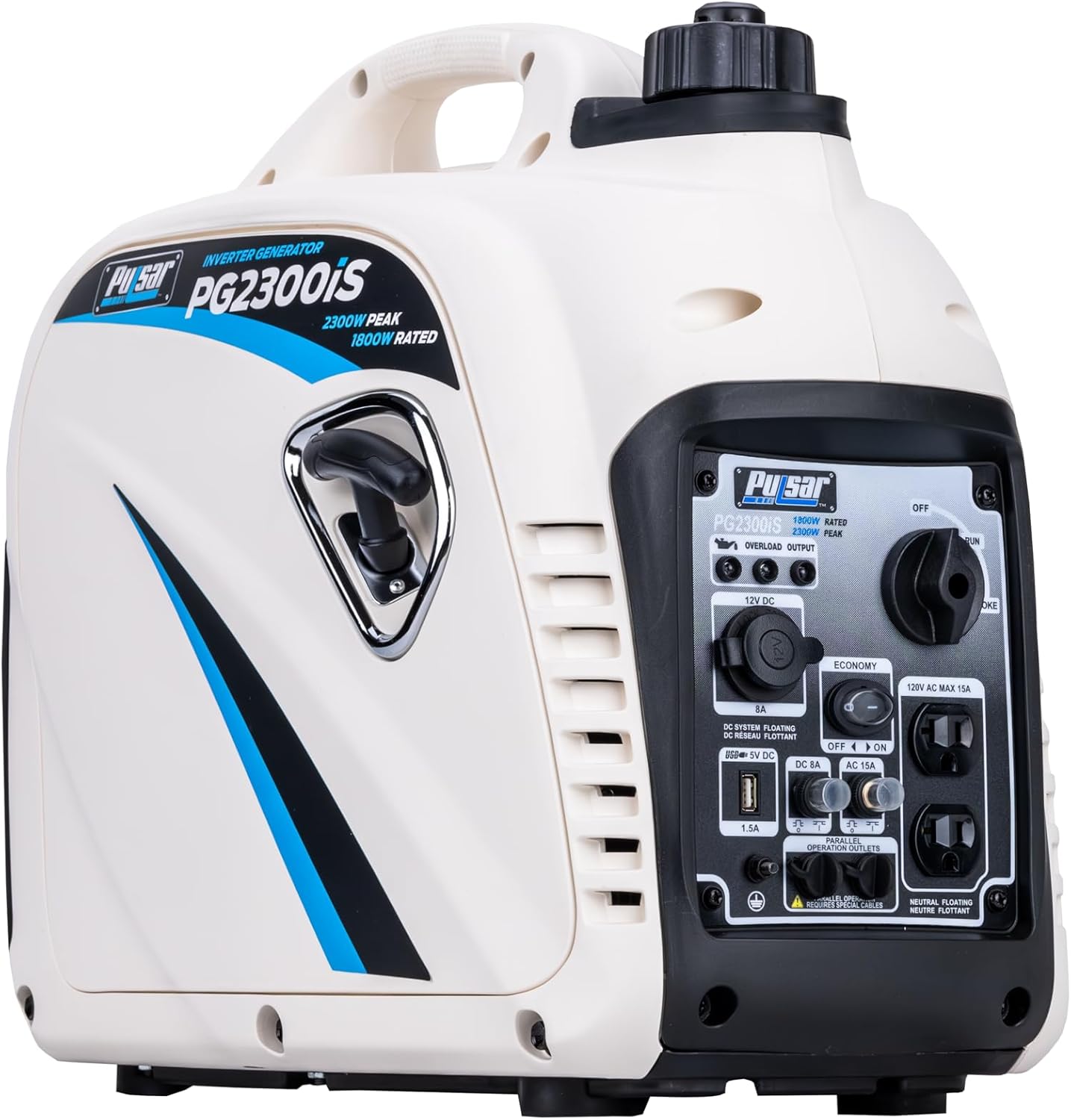 Pulsar PG2300iS 2,300W Portable Super Quiet Gas-Powered Inverter Generator with USB Outlet & Parallel Capability, CARB Compliant