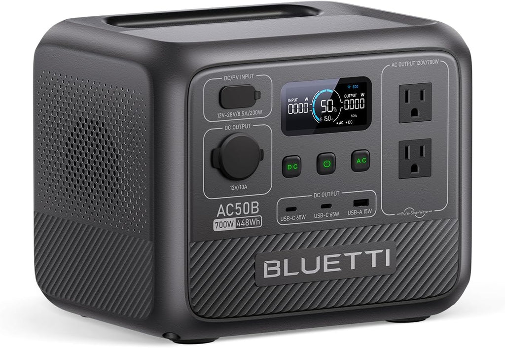 BLUETTI AC50B Portable Power Station, 448Wh Solar Generator LiFePO4 Battery Backup w/ 2 700W AC Outlets (Power Lifting 1000W), 0-80% in 45 Min, for Camping, Road Trip, Outage (Solar Panel Optional)