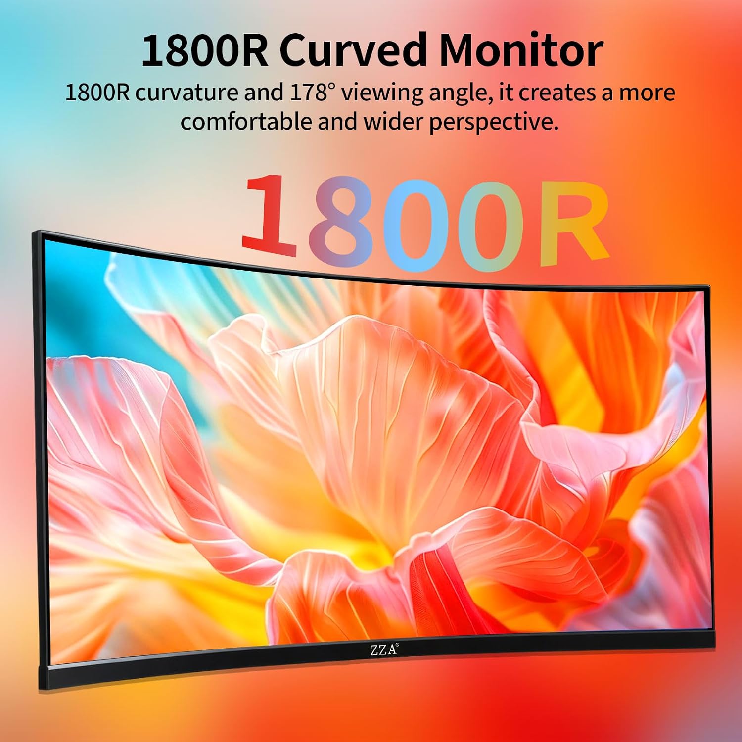 ZZA 27 Inch Curved Gaming Monitor-2K QHD (2560x1440) 75Hz Display,HDMI/DP USB Connectivity,Tilt Adjustable,Wall Mountable,Perfect for PC Gaming Office