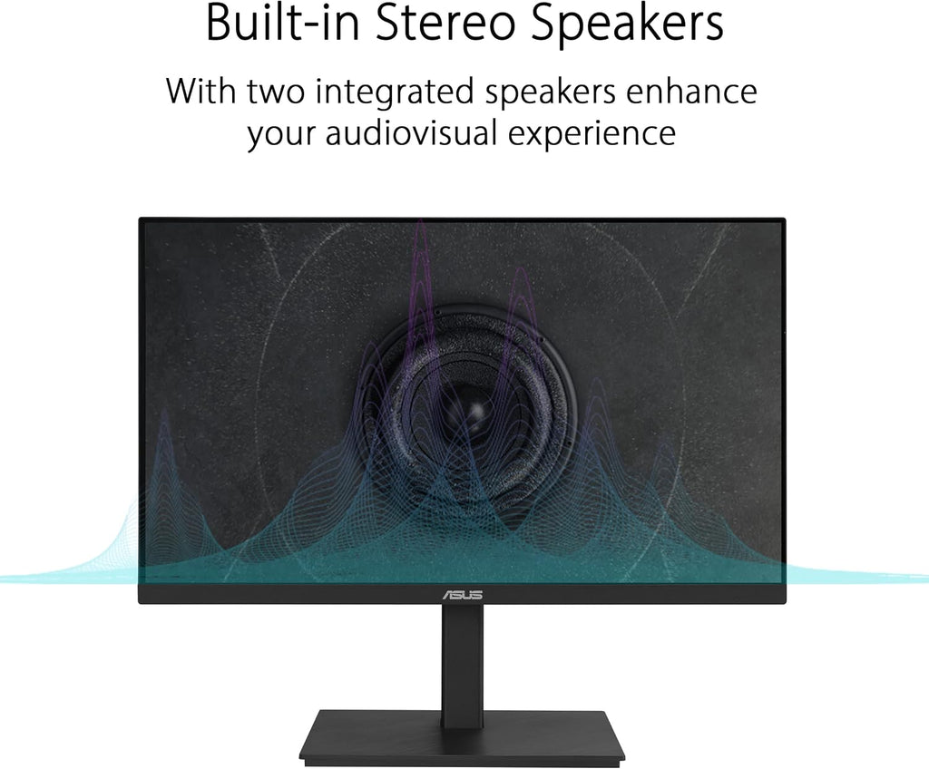 ASUS 23.8' 1080P Docking Monitor (VA24ECPSN) - Full HD, IPS, 75Hz, Adaptive-Sync, Speakers, Eye Care, Low Blue Light, Flicker Free, USB-C, RJ45, HDMI, Frameless, Height Adjustment, VESA Wall Mountable