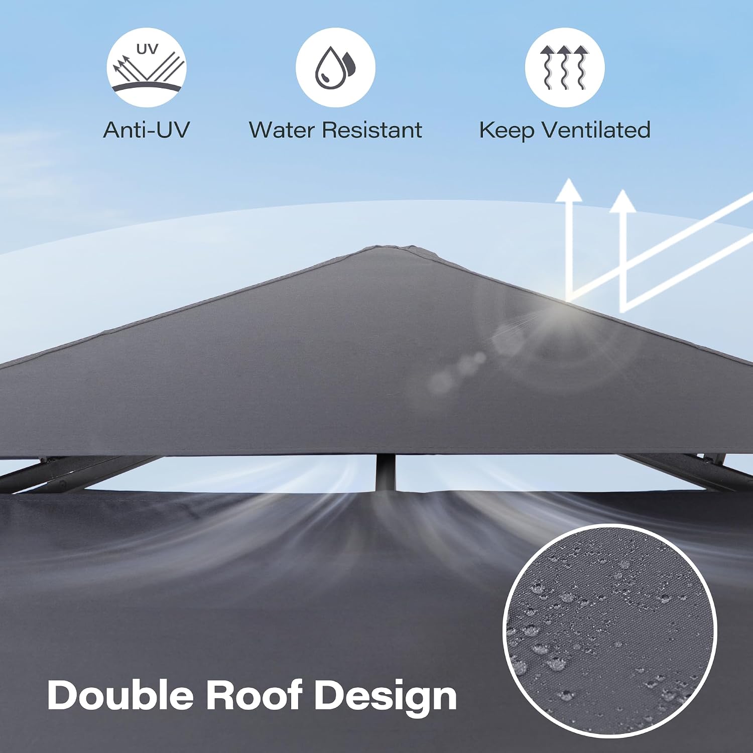 LAUSAINT HOME 8x5 FT Outdoor Grill Gazebo Canopy, BBQ Gazebo with 2-Tier Vented Top, 2 Durable Shelves & Metal Frame Grill Shelter - Perfect for Grilling and Picnics, Dark Gray