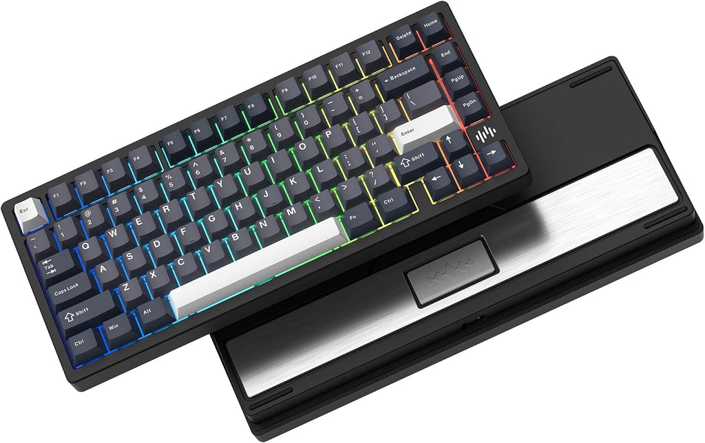 Womier RD75 Pro 75% Wireless Gaming Keyboard, Quick Release Aluminum Keyboard, QMK/VIA Tri-Mode Mechanical Key Board Custom Hot Swappable with RGB Creamy for Windows/Mac/PC (Black)