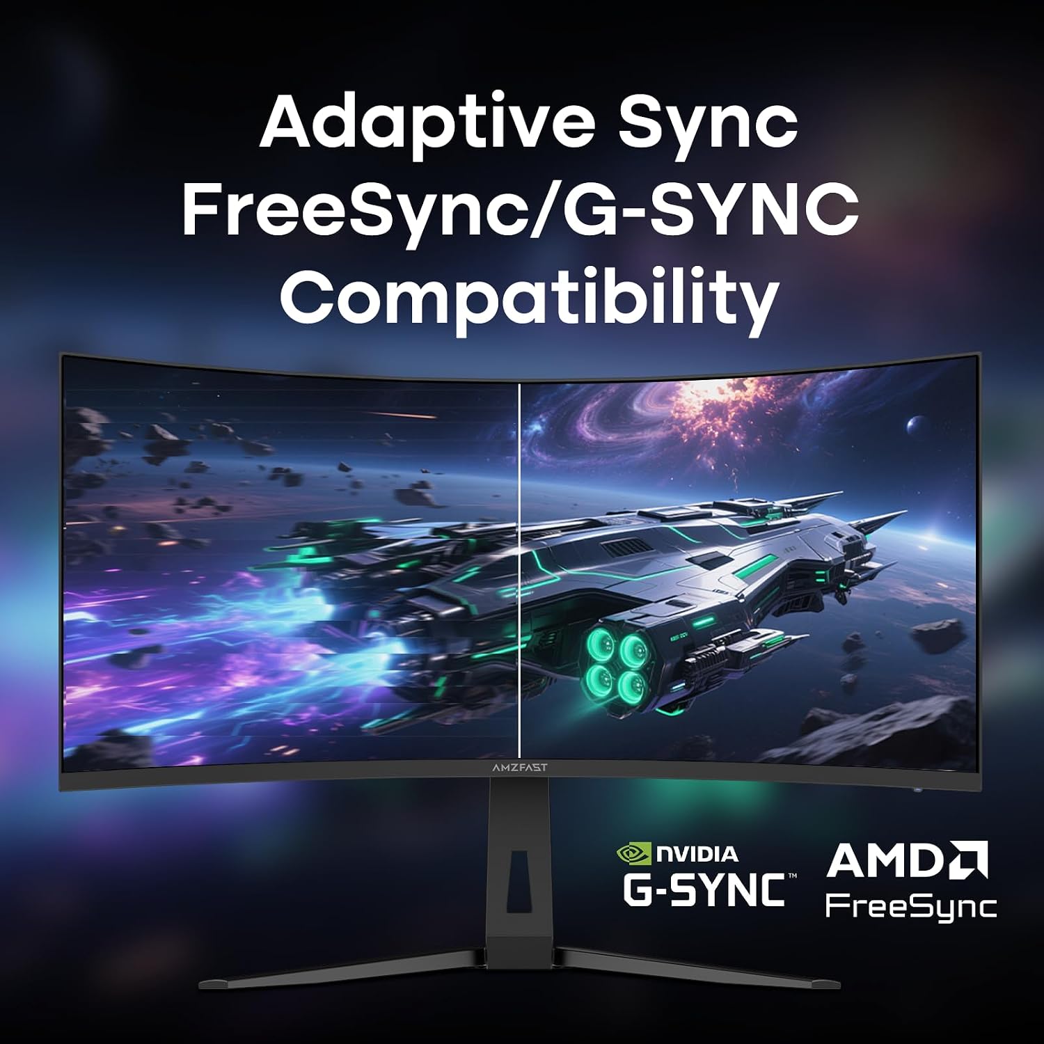 Amzfast 34 Inch Curved Monitor 200Hz UWQHD (3440x1440) Gaming Monitor, 1ms G-SYNC Compatible, 1500R, PIP/PBP, HDR, 131% sRGB, Tilt/Swivel/Height Adjustable,TÜV Rheinland, HDMI 2.1 x 2 & DP 1.4 x 1