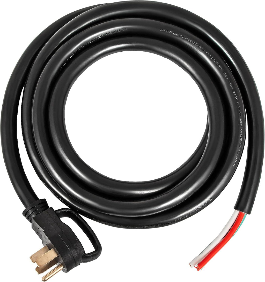 VEVOR 50FT 50 Amp Generator Cord, 6/3+8/1 AWG Pure Copper STW Cable 125V/250V 12500W, NEMA 14-50P to Bare Wire Open End for Transfer Switch Inlet Box Hardwire, ETL Listed
