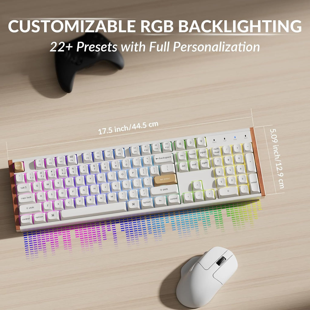 Keychron K10 HE Hall Effect Keyboard, Gateron Double-Rail Magnetic Nebula Switch, Full-Size Tri-Mode Wireless Keyboard with Rapid Trigger, Adjustable Actuation, RGB, Aluminum + Wooden Frame