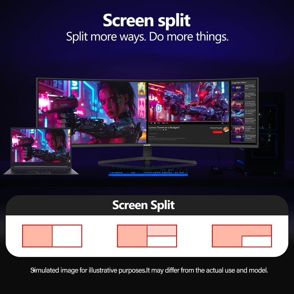 Gawfolk 49 Inch Curved Gaming Monitor,1500R PC Screen 120hz DQHD 5120x1440, Computer Screen for Home Office Business, DP, HDMI, Support Wall Mount 100x100mm
