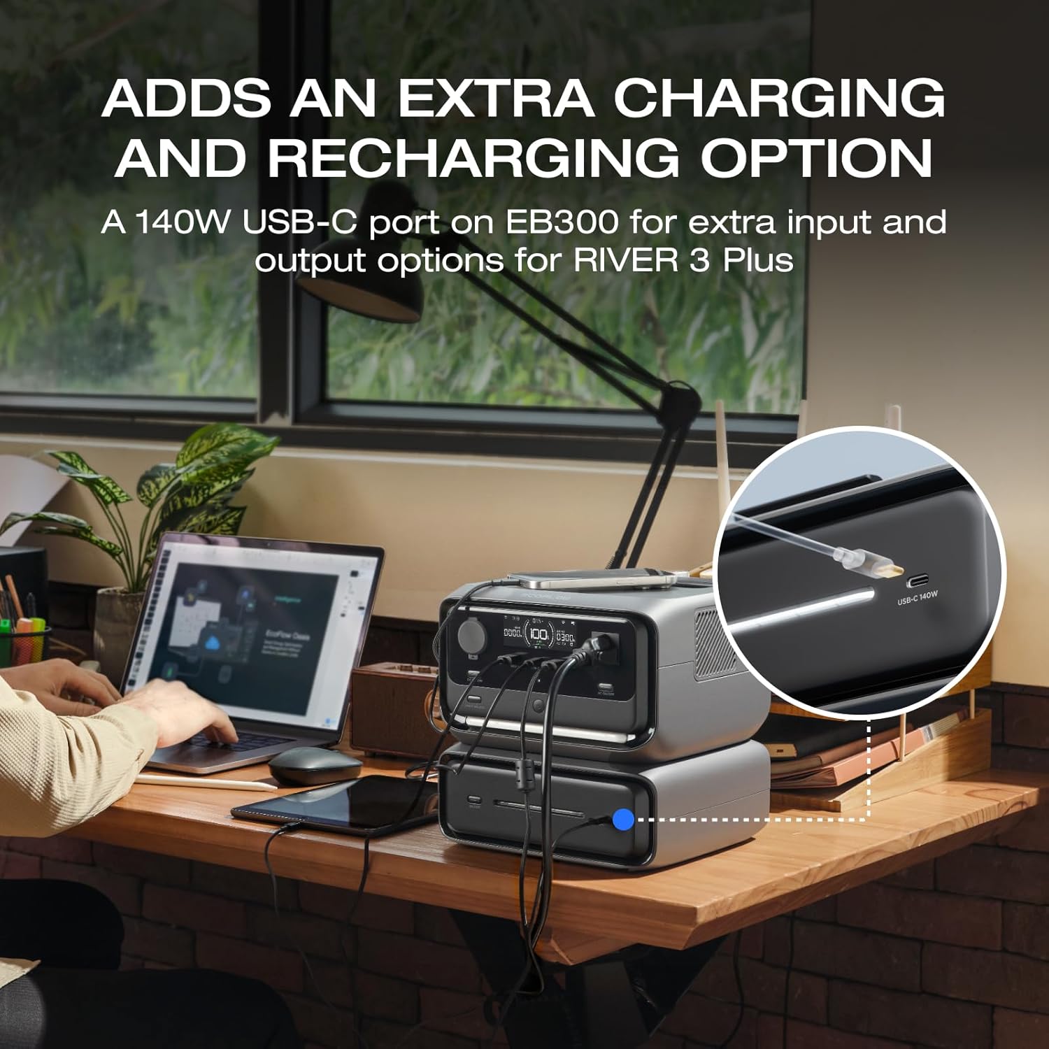 EF ECOFLOW River 3 Plus Portable Power Station Extra Battery EB300, 286Wh Expansion LiFePO4 (LFP) Battery with 10-Year Lifespan, Built-in 140W USB-C Port for Charging/Discharging, Use Independently