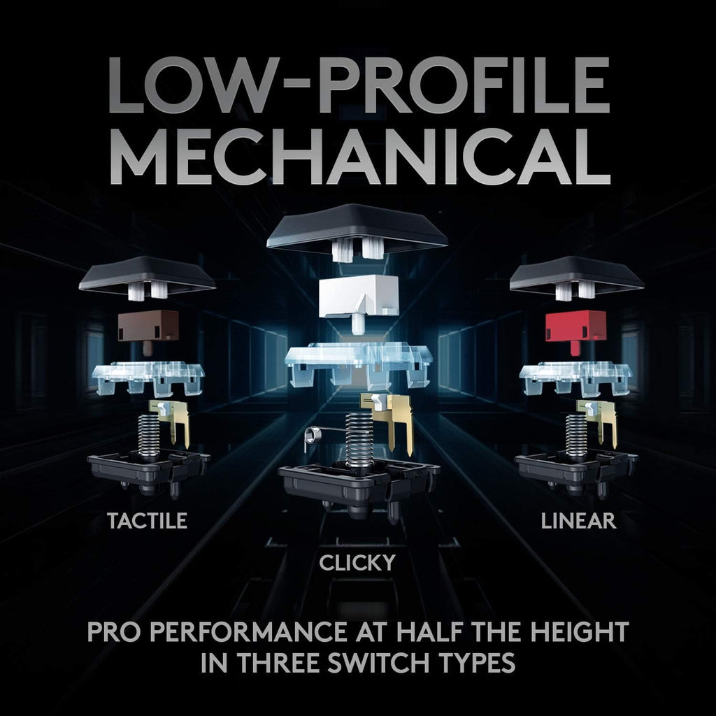 Logitech G915 TKL Tenkeyless Lightspeed Wireless RGB Mechanical Gaming Keyboard, Low Profile Switch Options, Lightsync RGB, Advanced Wireless and Bluetooth Support - Clicky