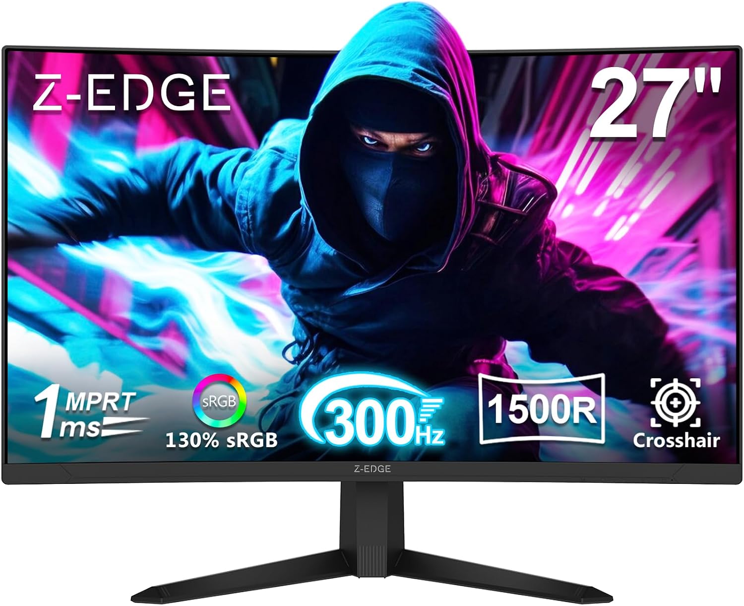 Z-Edge 27 inch Curved Gaming Monitor, FHD 1080P 300Hz 280Hz 240Hz Curved Monitor 1500R Computer Monitor, MPRT 1ms Monitor, FreeSync, Low Blue Light,16.7M Colors, UG27S 2X DP and 2X HDMI