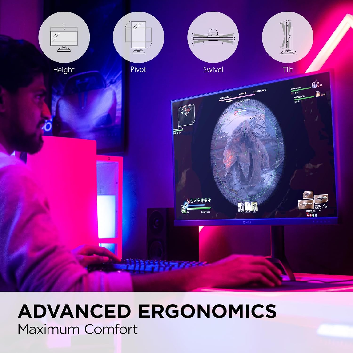 ViewSonic VX2728J-2K 27 Inch 1440p Gaming Monitor, IPS with 180Hz and 0.5ms for Smooth Gameplay, FreeSync Premium and G-Sync Compatible, Eye Care Technology, Advanced Ergonomics, HDMI, and DisplayPort
