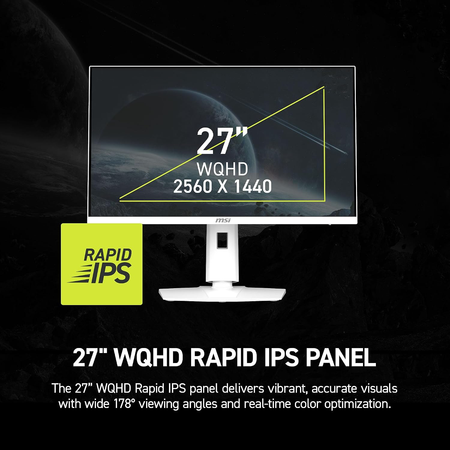 msi MAG 274QRFW X32 27-inch 2560 x 1440 (QHD) Gaming Monitor, 320Hz, Adaptive Sync, HDR Ready, HDMI, VGA Port, VESA Mountable, Tilt, 4-Side Slim Bezel, 0.5ms, White