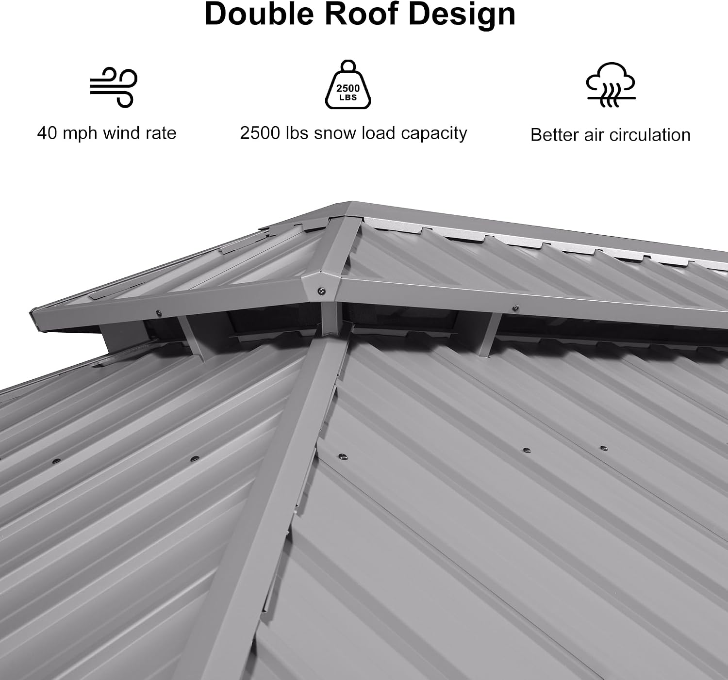 PURPLE LEAF 10' x 16' Hardtop Aluminum Gazebo with Double Metal Roof Heavy Duty Permanent Gazebo for Patio Deck Lawn Garden All Weather Outdoor Pavilion Gazebos, Light Grey