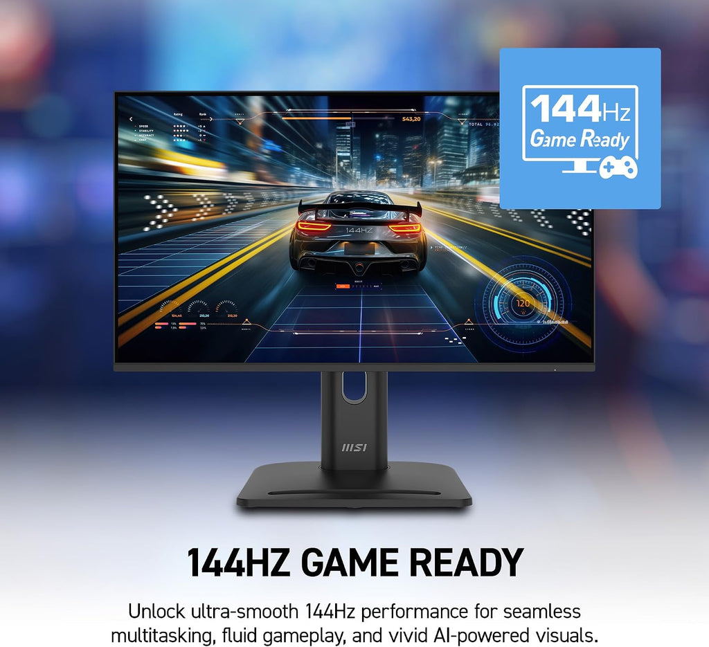 msi PRO MP272 E14C 27-inch IPS 1920 x 1080 (FHD) Office Monitor, 144Hz, Free-Synch, HDMI, Type C (15W Power Delivery), VESA Mountable, Tilt, Speaker, 4-Side Slim Bezel 1ms, Black