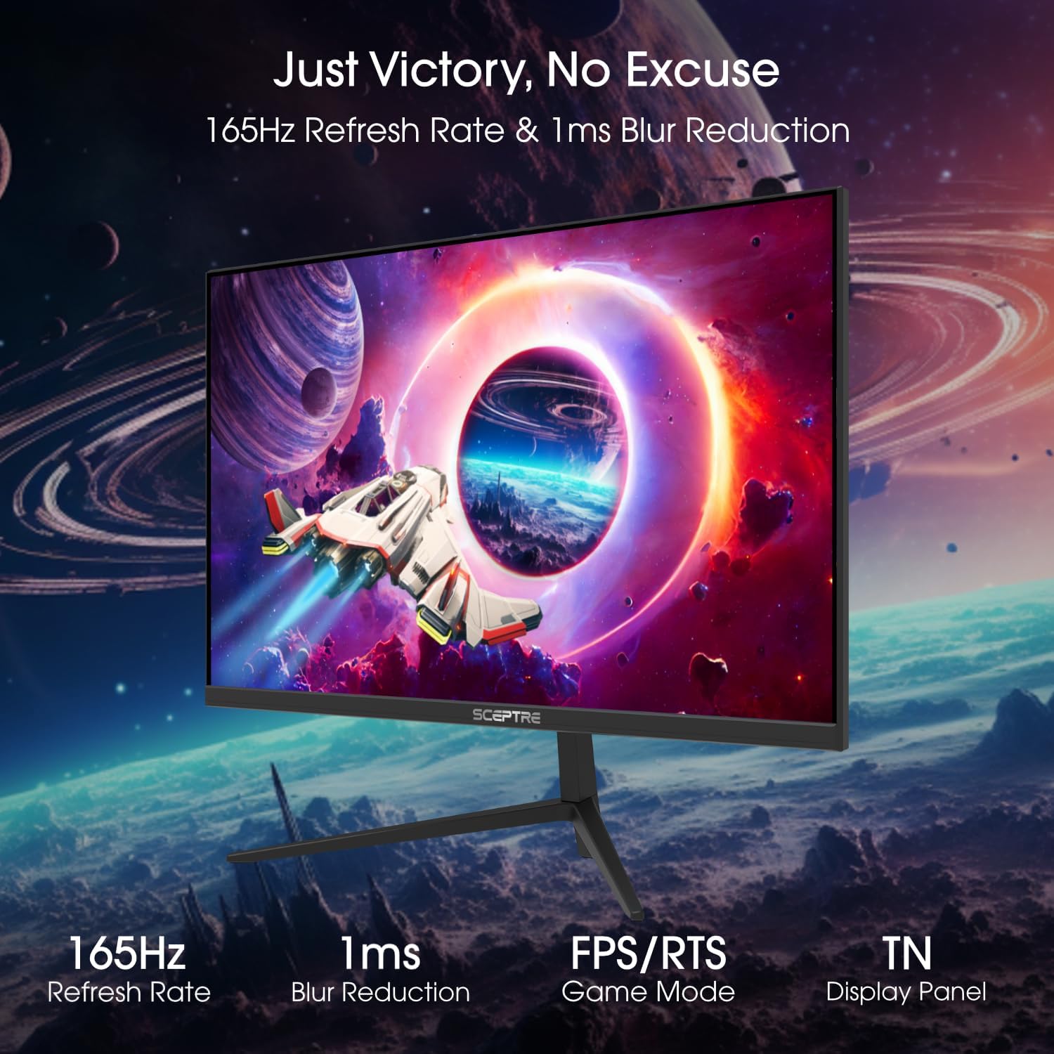 Sceptre 27-inch Gaming Monitor 165Hz 144Hz 1ms AMD FreeSync Premium HDMI DisplayPort Build-in Speakers, 99% sRGB Machine Black 2025 (E275B-FWD168 Series)