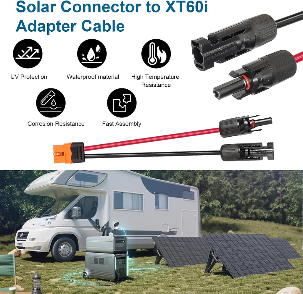 MOOKEERF Solar to XT60i Cable - 100FT Solar Panel Adapter Connector XT60i-F Extension for Portable Power Station