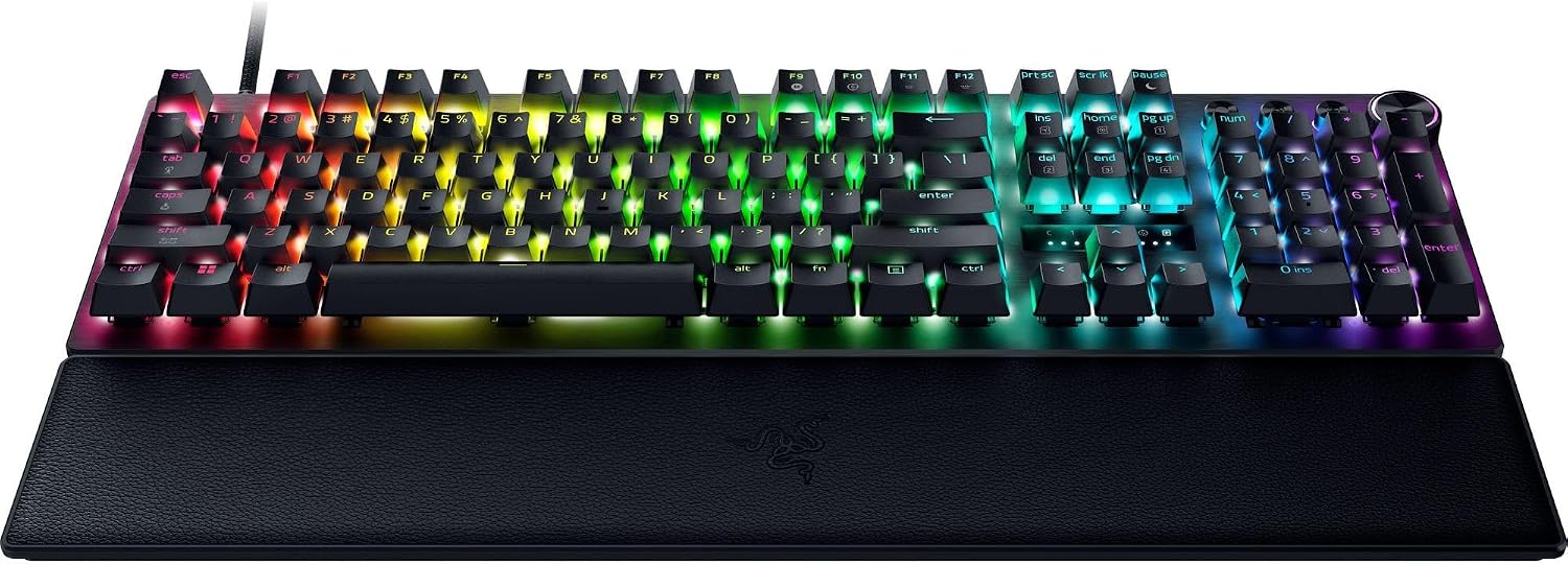 Razer Huntsman V3 Pro 8KHz Esports Gaming Keyboard: Analog Optical Switches Gen 2-8000 Hz Polling Snap Tap - Rapid Trigger - Adjustable Actuation - Media Controls - PBT Keycaps - Black