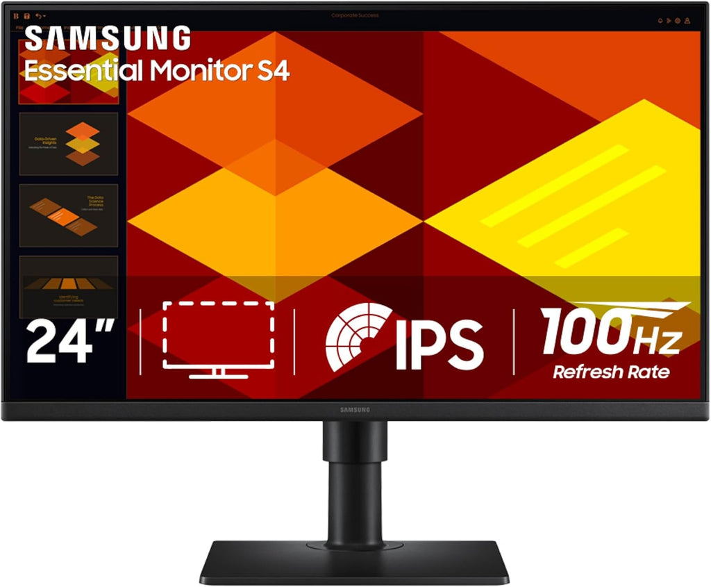 Samsung 24' (S40GD) Borderless Business Monitor with IPS Panel, 100Hz Refresh Rate, Eye Saver Mode, Ergonomic Design, Game Picture Mode, LS24D402GANXGO, 3 Yr Warranty